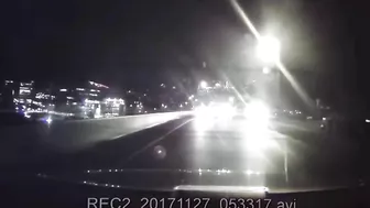 UFO spotted in the sky moments before truck dramatically topples