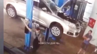 Car Accident In Professional Repair Workshop