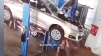 Car Accident In Professional Repair Workshop