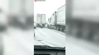 Woman Jumps Out Of Semi-trailer Truck Seconds Before Collision