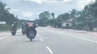The Big Guy On The Motorcycle Is Not Having A Good Day