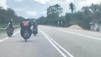 The Big Guy On The Motorcycle Is Not Having A Good Day