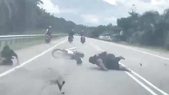 The Big Guy On The Motorcycle Is Not Having A Good Day