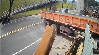 Bicyclist Survives After Crashing Into Semi-trailer, Gets Head Stuck