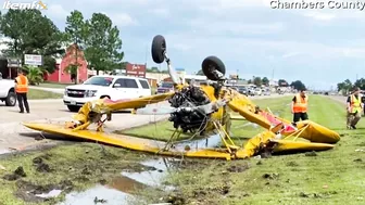 Biplane Crashes On Texas Highway