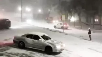 Car Skidding On Icy Road
