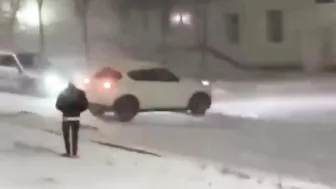Car Skidding On Icy Road