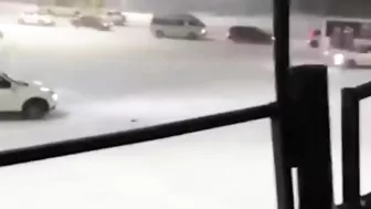 Car Skidding On Icy Road