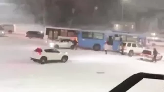 Car Skidding On Icy Road