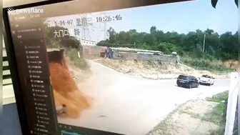 Chinese Pedestrian Nearly Buried By Truck