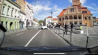 The Driver Swerved To Avoid The Pedestrian, Who Fell Into The Road And Collided On The Other Side