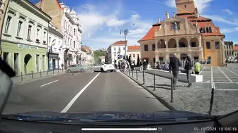 The Driver Swerved To Avoid The Pedestrian, Who Fell Into The Road And Collided On The Other Side