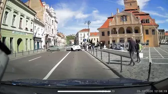 The Driver Swerved To Avoid The Pedestrian, Who Fell Into The Road And Collided On The Other Side
