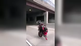 Girl In Back Seat Of Truck Witnesses Motorcycle Fire