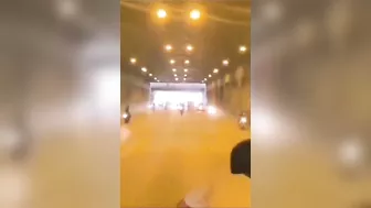 Girl In Back Seat Of Truck Witnesses Motorcycle Fire