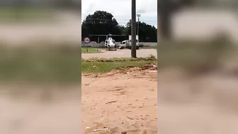 Helicopter Parked On The Street And Operating