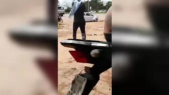 Helicopter Parked On The Street And Operating