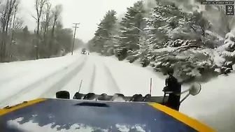 Idiot Trying To Overtake A Semi Truck On A Snowy Road