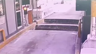 Foolish Cyclist Gets Into Accident Trying To Avoid Toll Booth