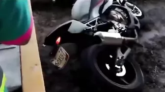 Foolish Cyclist Gets Into Accident Trying To Avoid Toll Booth