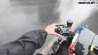 Motorcyclist Collides Head-on With Unsuspecting Car