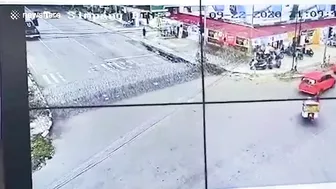 Motorcyclist Crashes Into Police Wire Fence
