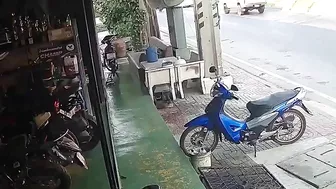 Out-of-control Pickup Truck Hits Shop And Motorcycle