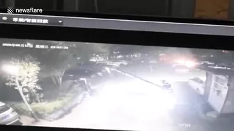 Tesla Loses Control And Runs Through A Parking Barrier In China