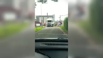 Passenger Train Hits Trapped Truck At Railway Crossing