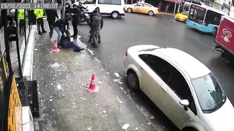 Pedestrian Hit Directly By Falling Ice
