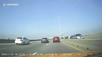 Pickup Truck Rams Australian Driver Into Concrete Guardrail