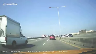 Pickup Truck Rams Australian Driver Into Concrete Guardrail