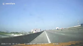 Pickup Truck Rams Australian Driver Into Concrete Guardrail