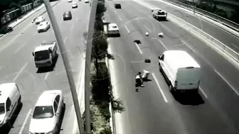 A Man Crosses The Highway