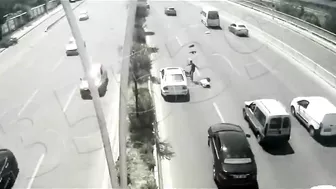 A Man Crosses The Highway