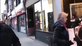 A Local Chef Sets Up Shop In A Window Before A Vegan Protest
