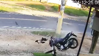 Cyclist Crashes Into Power Pole In Devastating Fashion