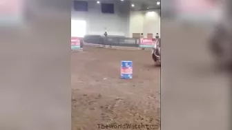 Blonde Loses Her Pants When Horse Fights Back