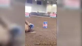 Blonde Loses Her Pants When Horse Fights Back