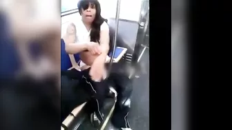 Fat Girl Pole Dancing On Public Transport