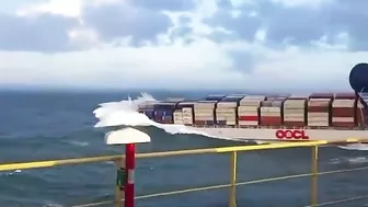 Container Ship In Rough Sea