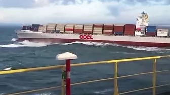 Container Ship In Rough Sea