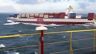 Container Ship In Rough Sea