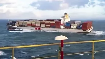 Container Ship In Rough Sea