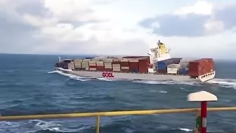 Container Ship In Rough Sea