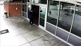 Mad Man With Bat In Police Station