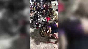 Crazy Soldier Humiliates Biker