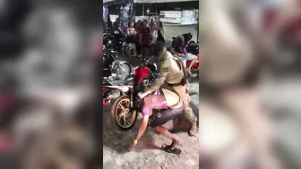 Crazy Soldier Humiliates Biker