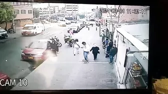 Motorbike Driver Runs Over Elderly Woman On Sidewalk