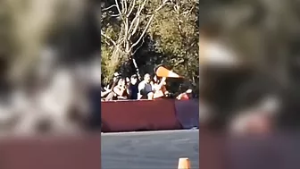Dude Thought He Was Safe Behind The Barriers At A Car Race